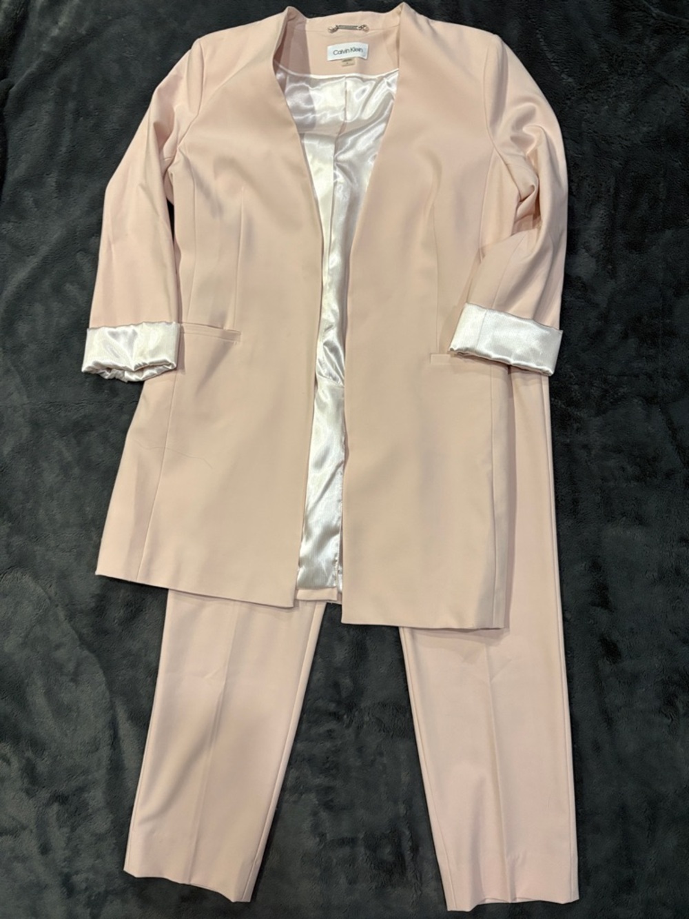 Calvin Klein Soft Blush Pink Tailored Two-Piece Pantsuit